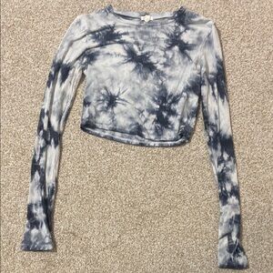 Garage Blue and White Long Sleeve Crop Tee